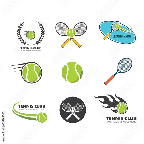 tennis ball badge  icon vector illustration design template