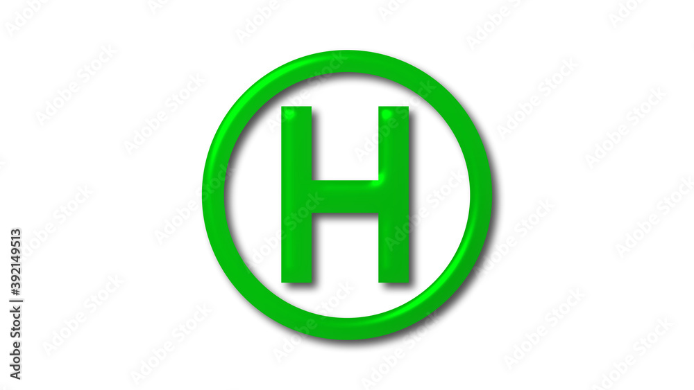 Amazing green shiny H 3d letter logo on white background, Letter logo Amazing green shiny H 3d letter logo on white background, Letter logo