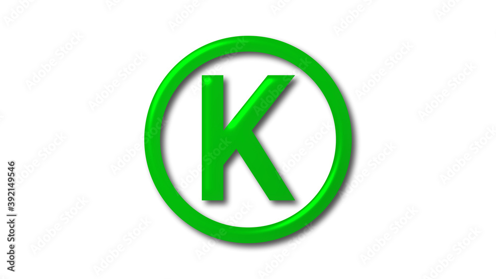 K 3d letter logo on white background, Green shiny 3d logo K 3d letter logo on white background, Green shiny 3d logo