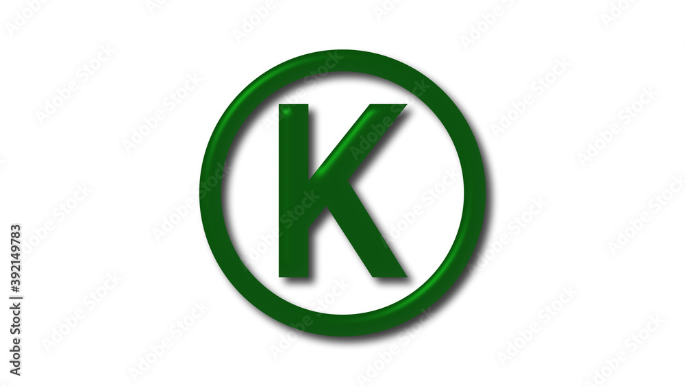 Amazing green dark k 3d letter logo on white background, shiny logo Amazing green dark k 3d letter logo on white background, shiny logo
