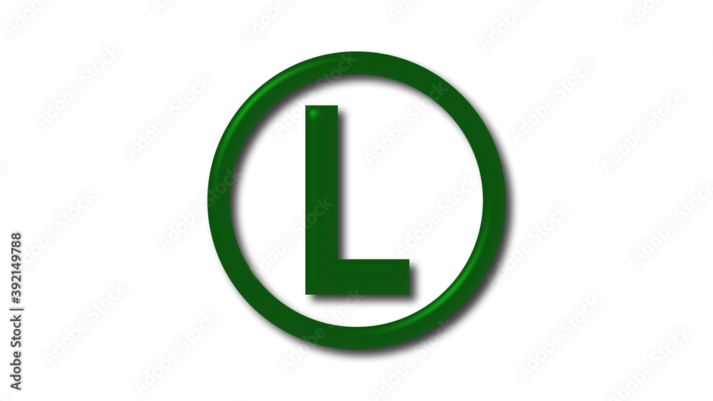 Green dark shiny 3d letter logo on white background Green dark shiny 3d letter logo on white background