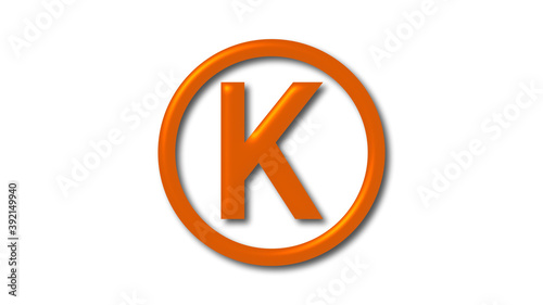 Brown k shiny 3d letter logo on white background, 3d letter logo photo