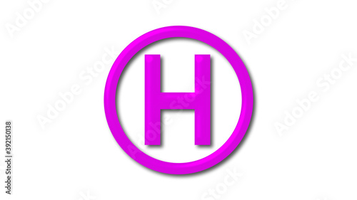 New pink shiny H 3d letter logo on white background, 3d letter logo
