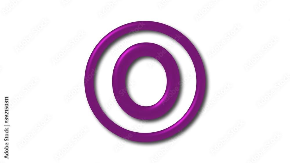 Amazing pink dark shiny O 3d letter logo on white background Amazing pink dark shiny O 3d letter logo on white background