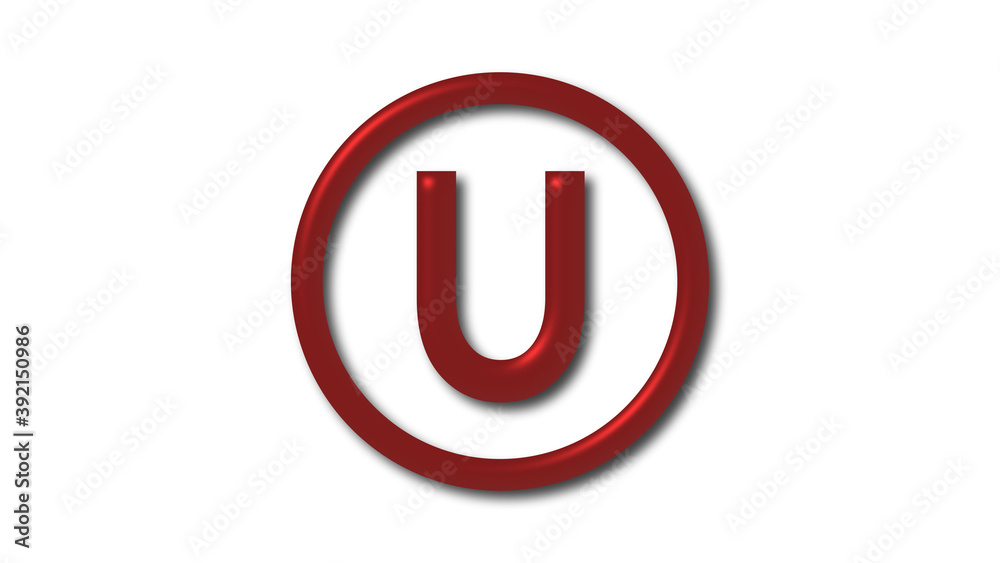 Amazing red dark U 3d letter logo on white background,3d letter logo Amazing red dark U 3d letter logo on white background,3d letter logo