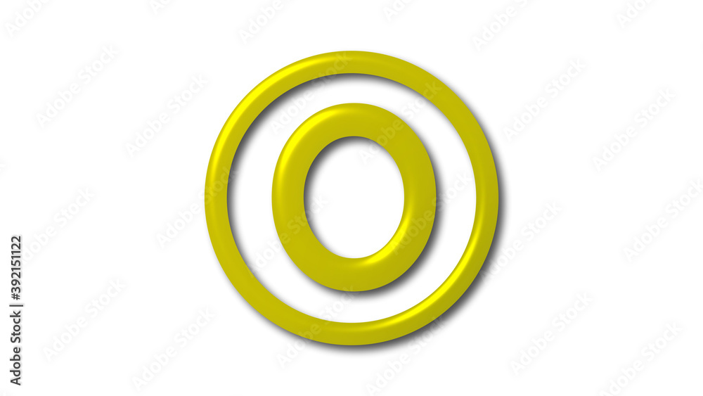 Amazing yellow shiny O 3d logo on white background Amazing yellow shiny O 3d logo on white background