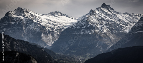 Wonderful panoramic view over the Swiss Alps - travel photography