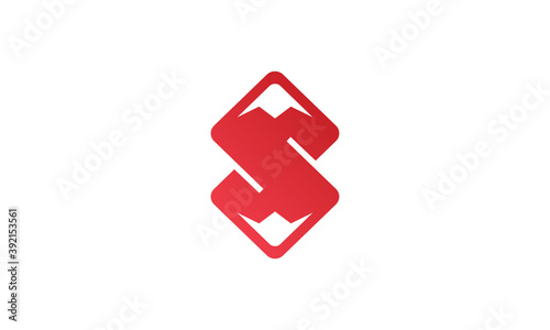Creative Illustration Logo Design. Combination Initial Letter S and Mountain Logo Concept.