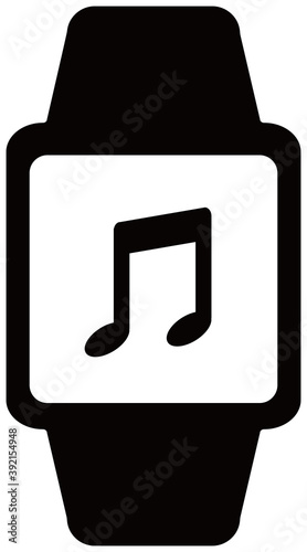 スマートウォッチのベクターイラスト　音楽アイコン