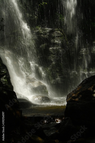white silky waterfall in the mountains of Sri Lanka