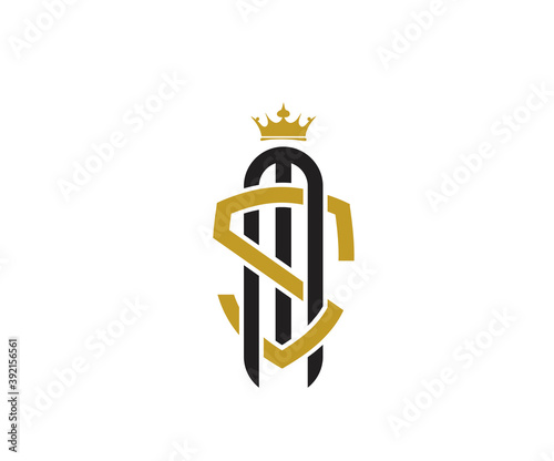 Crown logo letter m and s design template