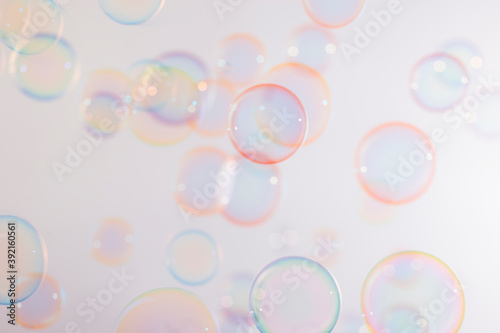 Beautiful colrful blur defocus pink soap bubbles floating in the air. Abstract  Celebration  Natual fresh summer  Chrimas holiday background.