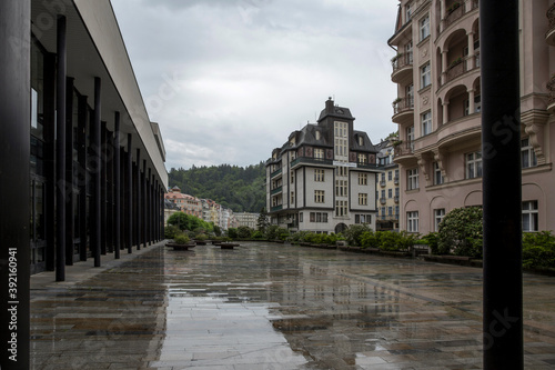 Rainy day in Karlovy Vary, Czech Republic