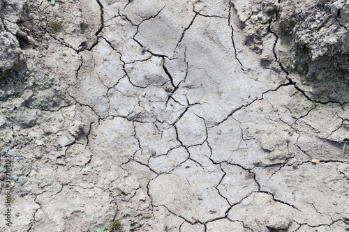 A top view of cracked white soil