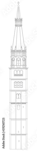 Tower of Ghirlandina (Garland tower), Modena, Emilia-Romagna, Italy, Unesco world heritage site, vector illustration