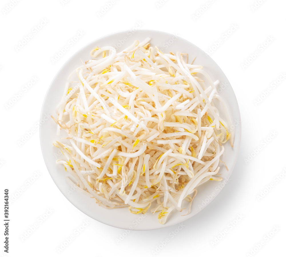 Sprouts in a plate on a white background Sprouts in a plate on a white background