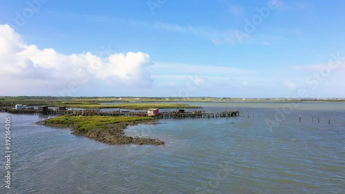 Aerial view of coastal wetlands near Longueira, Portugal. photo