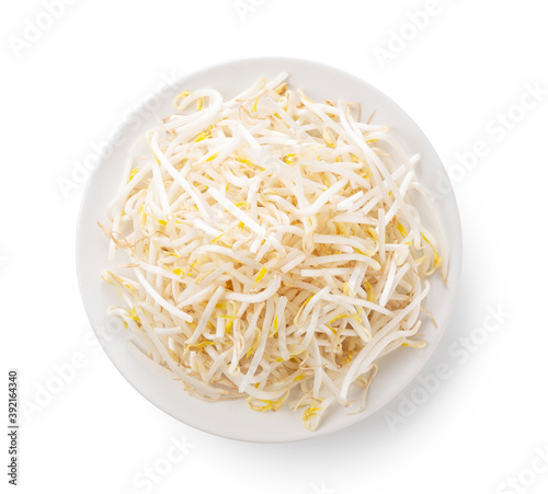 Sprouts in a plate on a white background