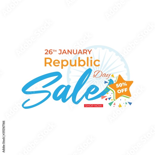 Vector Republic day offer label, 26 january, Sale, cashback, gift box, discount sticker for advertising and UI.