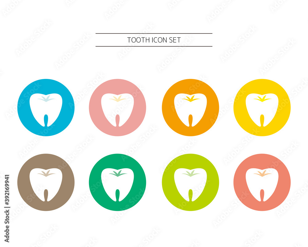 Vector illustration set of tooth characters. Caries. Orthodontics Stock ...