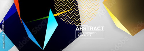 Low poly 3d geometric shapes, minimal abstract background. Vector illustrations for covers, banners, flyers and posters and other