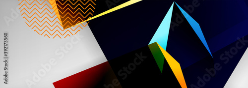 Low poly 3d geometric shapes, minimal abstract background. Vector illustrations for covers, banners, flyers and posters and other