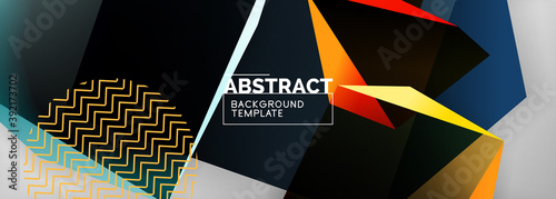 Low poly 3d geometric shapes, minimal abstract background. Vector illustrations for covers, banners, flyers and posters and other