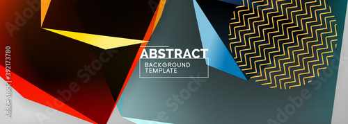 Low poly 3d geometric shapes, minimal abstract background. Vector illustrations for covers, banners, flyers and posters and other