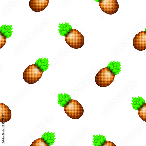 Seamless Pattern Abstract Elements Food Orange Pineapple Vector Design Style Background Illustration