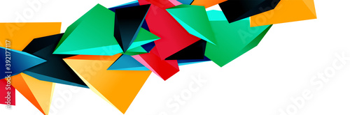 Triangle mosaic abstract background, 3d triangular low poly shapes. Geometric vector illustration for covers, banners, flyers and posters and other