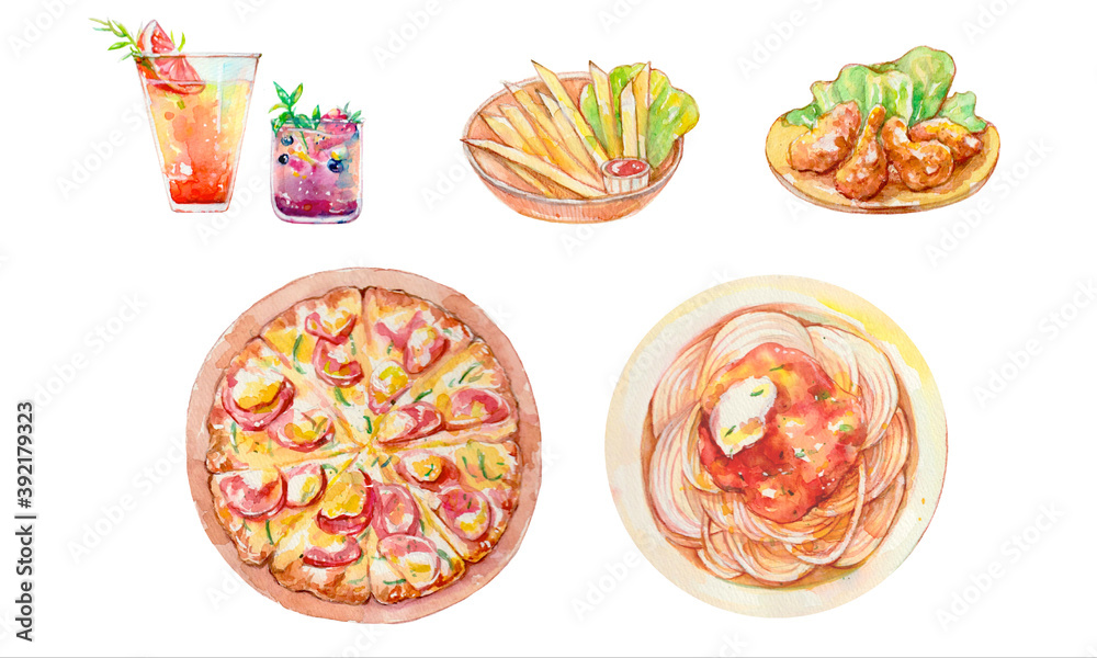 洋食メニュー水彩イラスト素材 Stock Vector Adobe Stock 洋食メニュー水彩イラスト素材 Stock Vector Adobe Stock