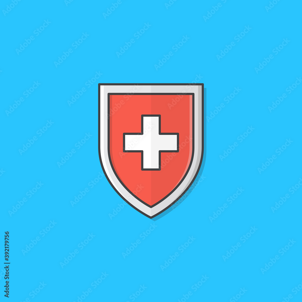 Red Medical Shield Protection Vector Icon Illustration. Immune System Concept Flat Icon Red Medical Shield Protection Vector Icon Illustration. Immune System Concept Flat Icon
