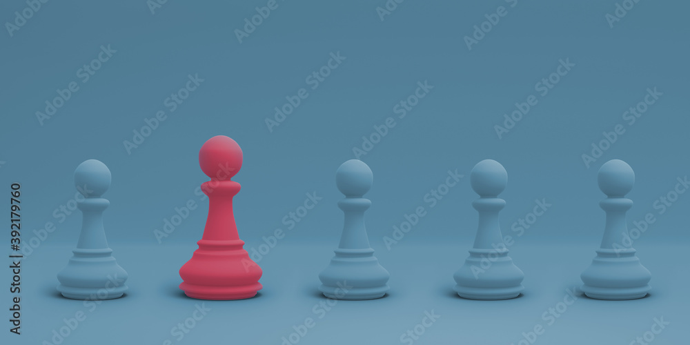 Chess Pieces.Row of Pawns on a colored background.3D illustration Chess Pieces.Row of Pawns on a colored background.3D illustration