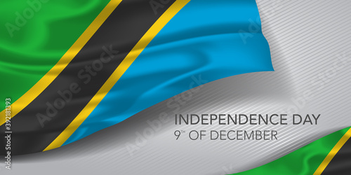 Tanzania happy independence day greeting card, banner with template text vector illustration