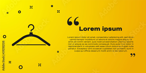 Black Hanger wardrobe icon isolated on yellow background. Cloakroom icon. Clothes service symbol. Laundry hanger sign. Vector Illustration.