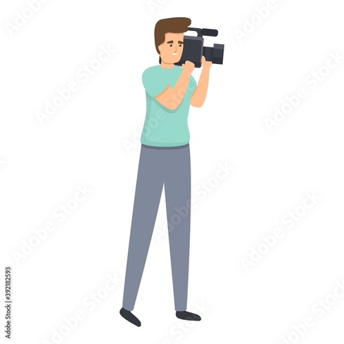 Cameraman reportage icon. Cartoon of cameraman reportage vector icon for web design isolated on white background