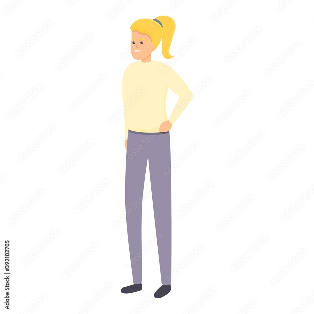 Journalist girl icon. Cartoon of journalist girl vector icon for web design isolated on white background Journalist girl icon. Cartoon of journalist girl vector icon for web design isolated on white background
