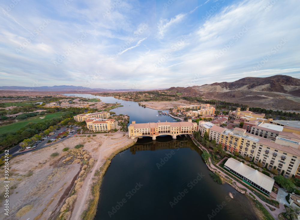Aerial view of the beautiful Lake Las Vegas area