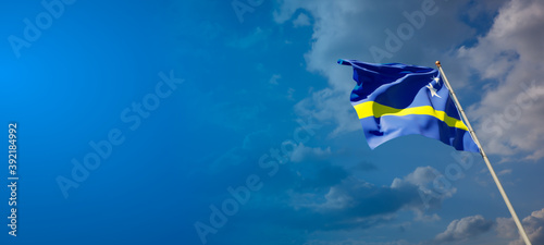 Foto Beautiful national state flag of Curacao with blank space