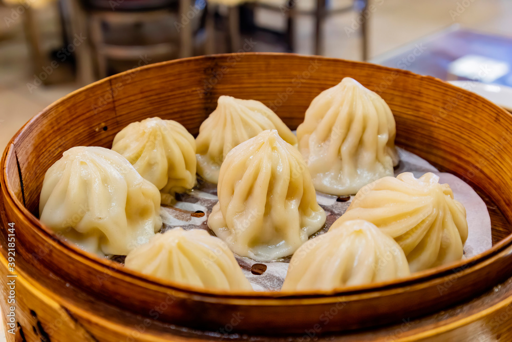 Close up shot of Chinese style steamed pork dumpling Close up shot of Chinese style steamed pork dumpling