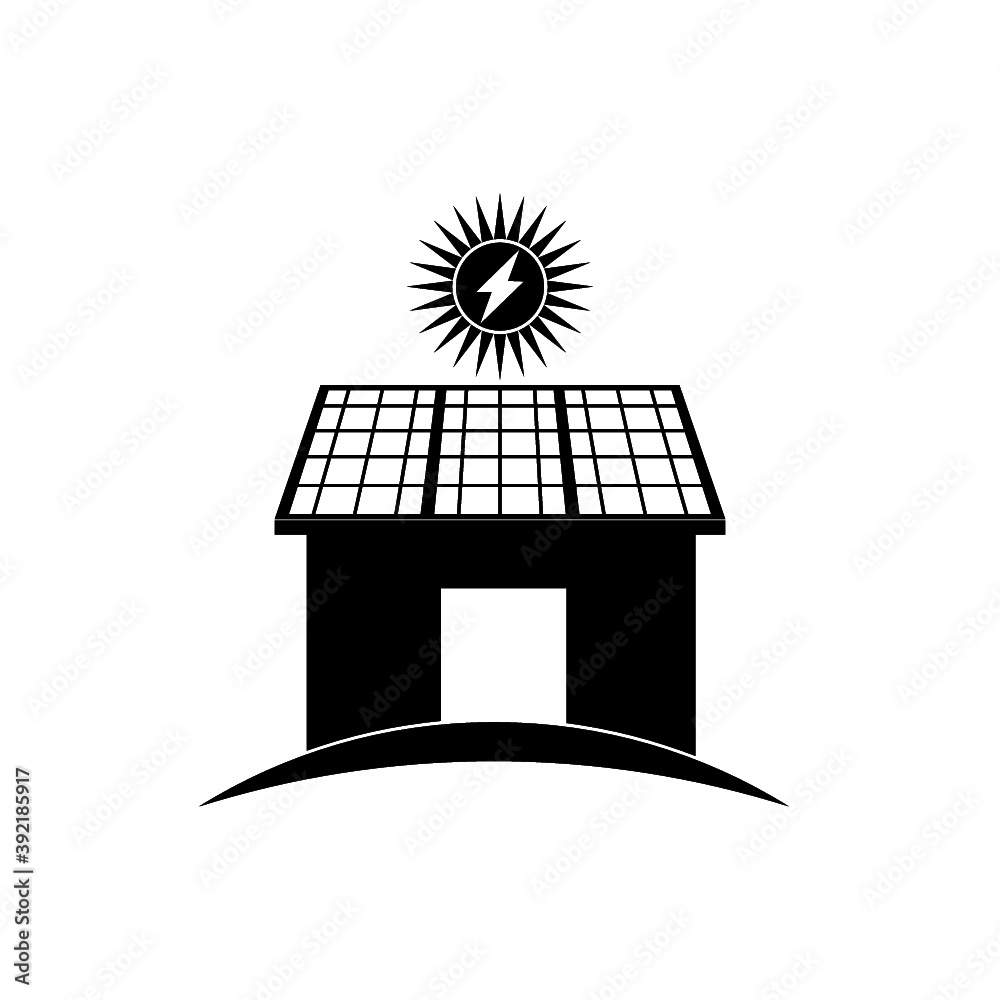 House with solar panel icon isolated on white background
