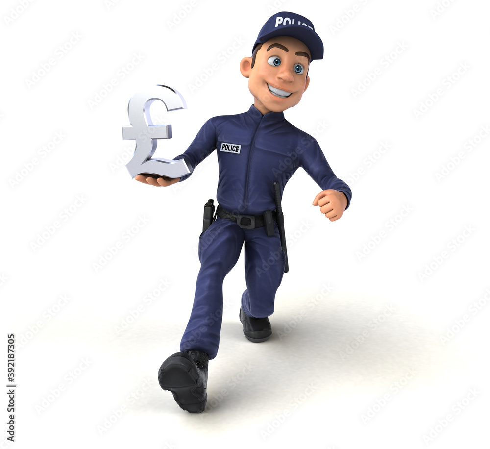 Fun 3D illustration of a cartoon Police Officer Fun 3D illustration of a cartoon Police Officer