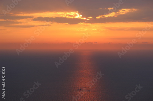 fiery sunset at sea