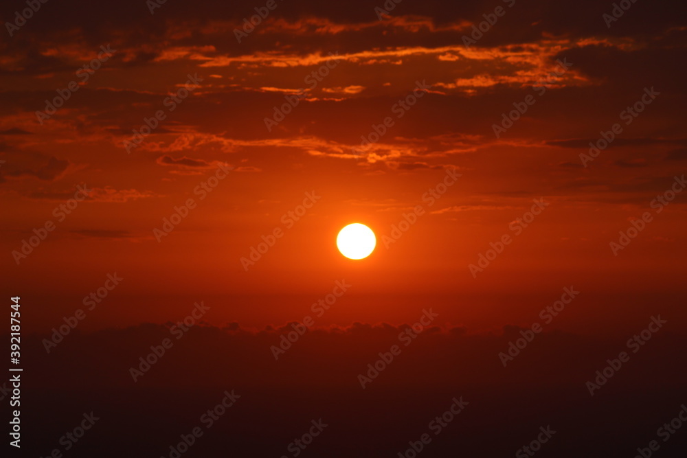 fiery sunset at sea