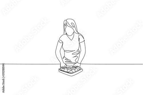 Single continuous line drawing of young beauty billiards girl preparing ball pool billiards table at billiard room in bar. Indoor sport game concept. Trendy one line draw design vector illustration