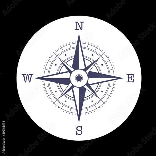 vector icon with compass rose for your design. Vector