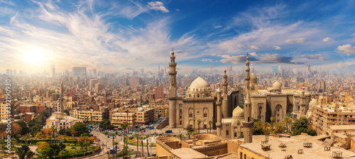 Mosque and Madrasa of Sultan Hassan at sunset, Cairo Citadel, Egypt