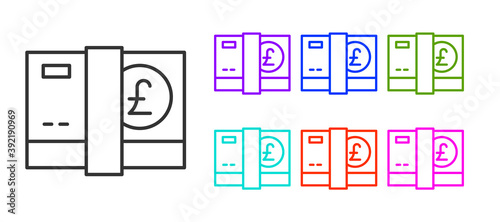 Black line Pound sterling money icon isolated on white background. Pound GBP currency symbol. Set icons colorful. Vector.