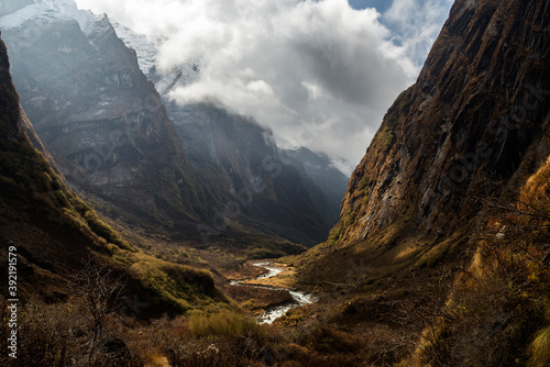 Modi khola valley in Annapurna Sanctuary Trek, Nepal