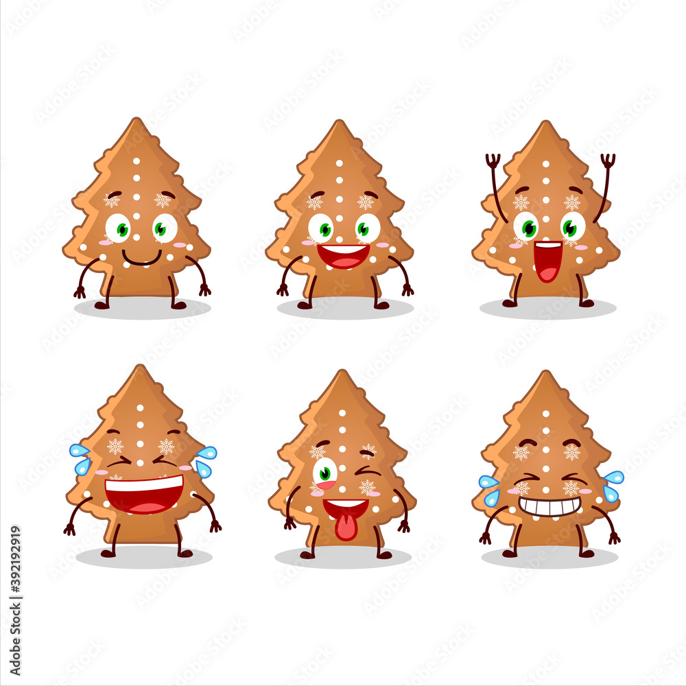 Fototapeta premium Cartoon character of cookies tree with smile expression
